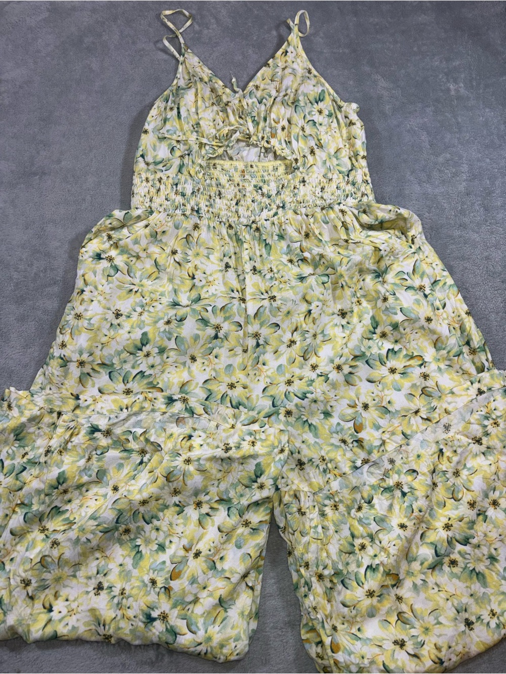 American Eagle Floral Cut-Out Wide Leg Palazzo Jumpsuit Large